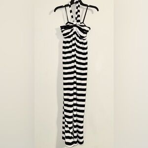 Lennie for Nina Leonard Black and White Striped Maxi Dress